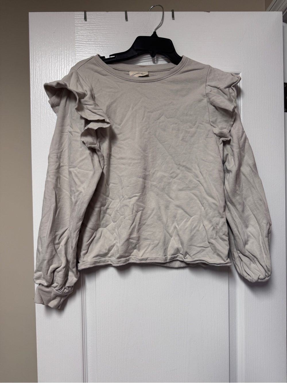 Universal Thread Ruffle Shoulder Long-Sleeve Top - Light Taupe
